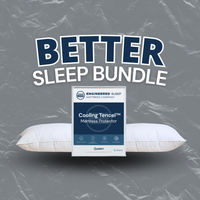 White ES Cozy Down Pillow and a Cooling Tencel Mattress Protector package for the Better Sleep Bundle.