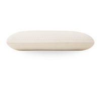 Light beige natural Talalay latex pillow with visible ventilation holes, offering spine and neck support.