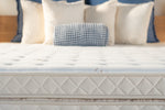 Mattress with decorative pillows on a bed