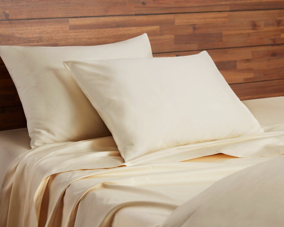 Organa Sheet Set on a bed and pillows by Engineered Sleep