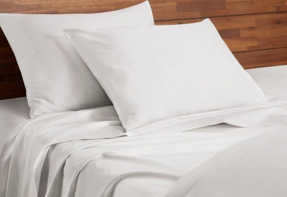 Organa Sheet Set on a bed and pillows by Engineered Sleep